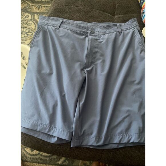 Columbia Mens Blue Zip Fly Flat Front Regular Fit Chino Short Size 38/10 - Picture 7 of 9